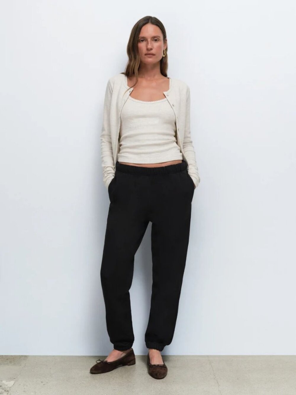 MATE the Label Black Organic Cotton Fleece Sweatpant